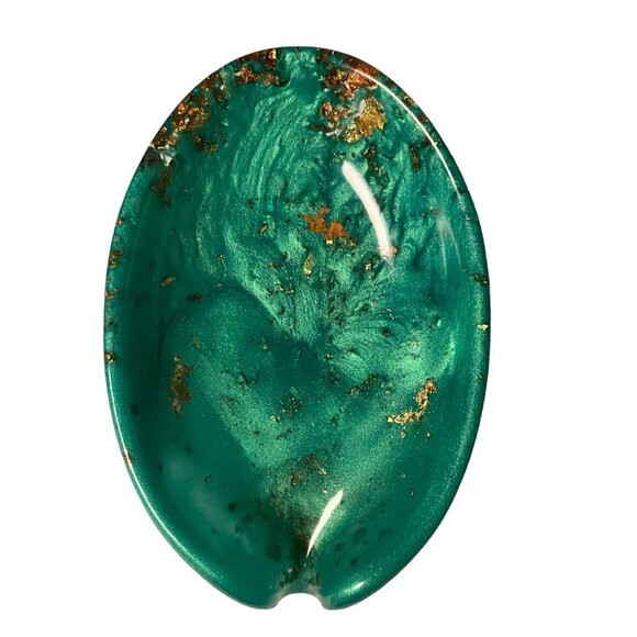 Handcrafted Green & Gold Resin Soap Dish - Unique Modern Home Decor - Picture 10 of 12
